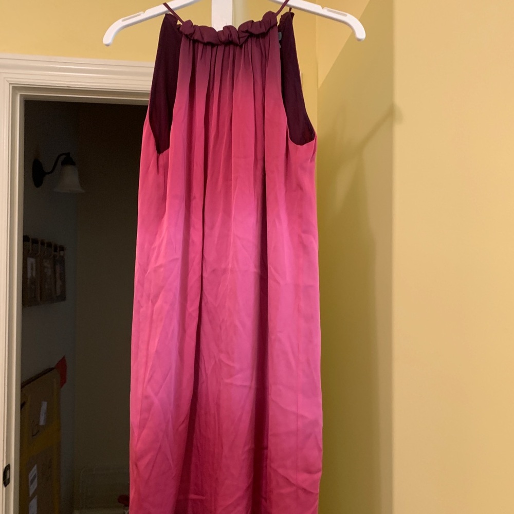 VINCE pink magenta ombré Silk slip dress XS pleats